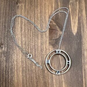 Tiffany & Co. Silver Roman Numeral Circle Necklace